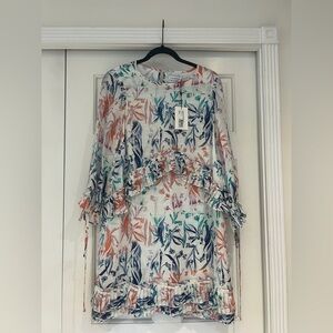 Tanya Taylor Multicolor Floral Long Sleeve Dress